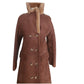 Vintage 1970s Shearling Coat Brown Suede Long Parka Double Breasted