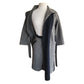 Vintage 90s Wool Coat + Skirt Set in ZigZag Stripe Grey Black / S
