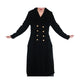 Vintage 1960s Black Velvet Opera Coat Double Breasted Gold Buttons