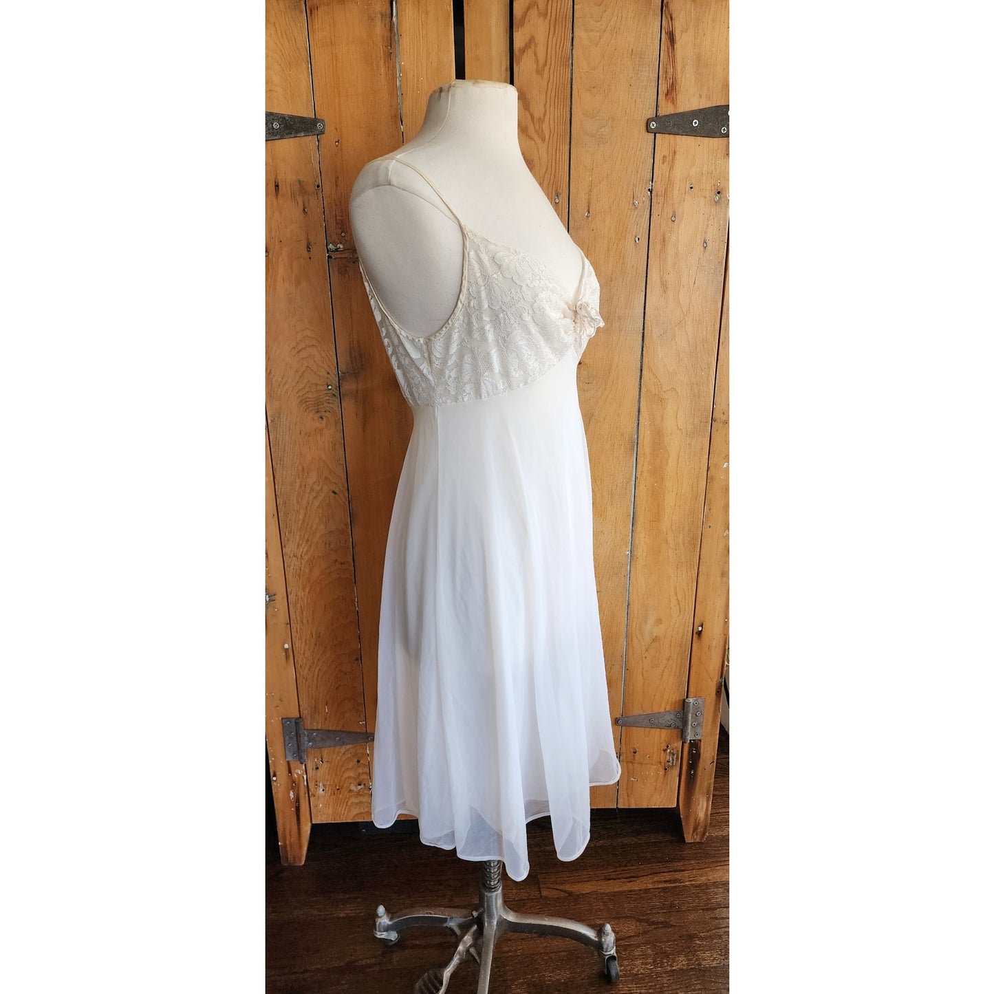 Vintage 50s Peignoir White Nylon Robe + Slip Dress Vanity Fair