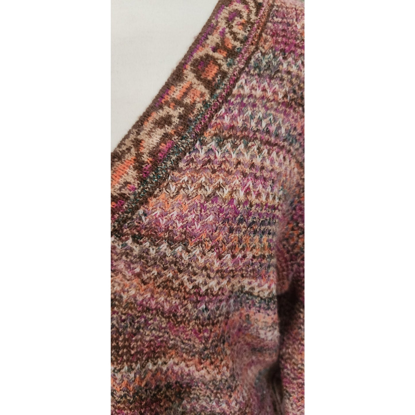 Vintage 1980s MISSONI Cardigan Sweater Orange Brown Red Tones