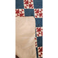 Antique American Quilt 1800s Old Maid's Puzzle Cotton Indigo Turkey Red Checkerboard