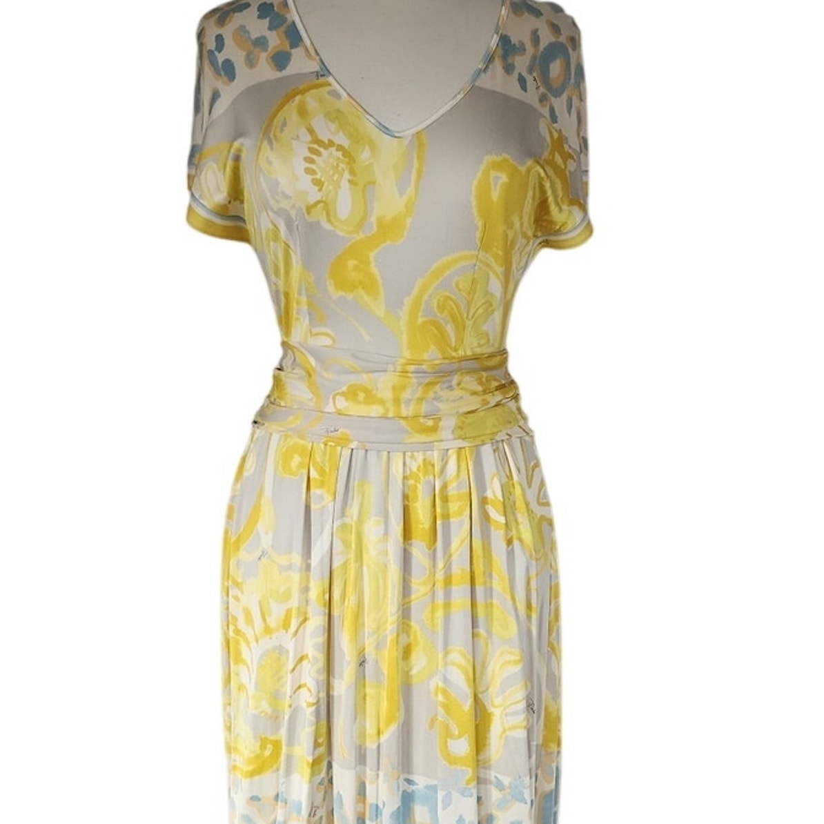 Vintage Y2K Emilio Pucci Dress Psychedelic Print Yellow Gray Swirl SATC / New with Tags Small