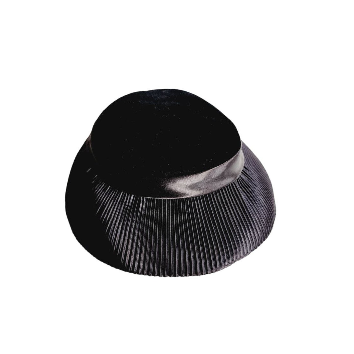 Vintage 50s Black Hat Saucer Style Velvet & Satin