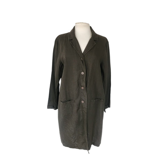 Vintage Eileen Fisher Chore Coat Brown Linen / L