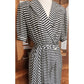Vintage 1980s Archival Armani Dress Silk Striped Wrap Midi  White Label IT 38