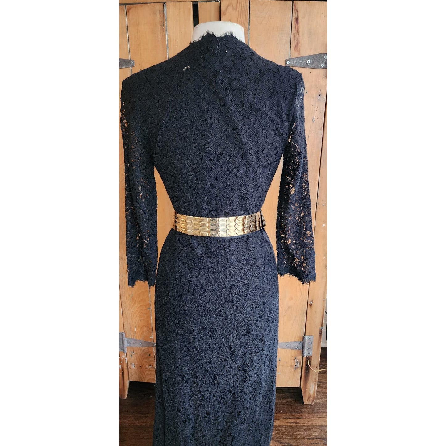 Vintage 60s Belt Gold Fishscale Elastic Maximalist Large