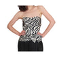 Vintage 1980s AJ Bari Strapless Dress Bolero Jacket Suit Set Zebra Print Black White Silk / M