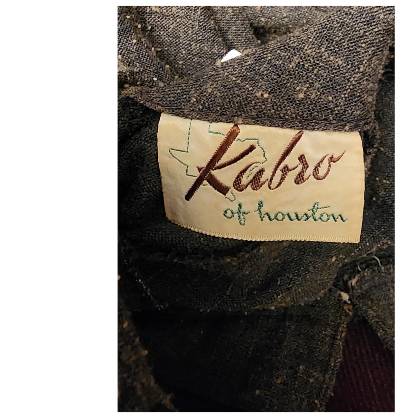 Vintage 40s Day Dress Textured Belted Brown Olive Green Kabro of Houston
