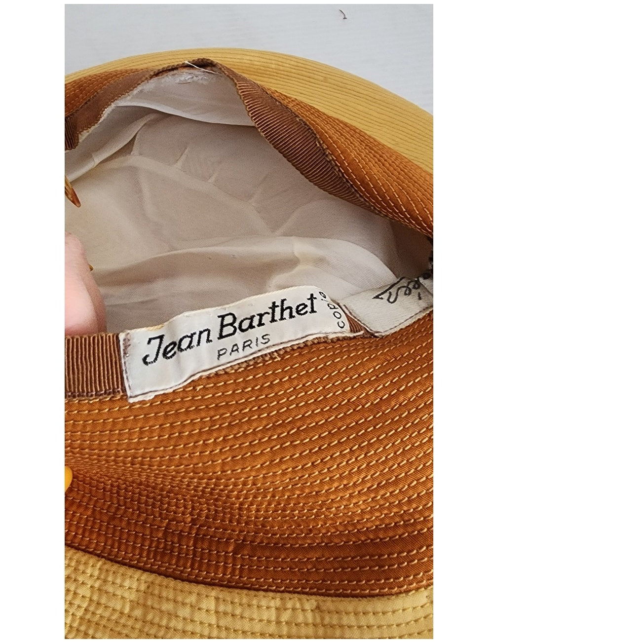 Vintage 60s Beret Hat Jean Barthet France Beige Brown