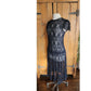 Vintage Black Lace Sheer Dress Drop Waist Short Sleeves