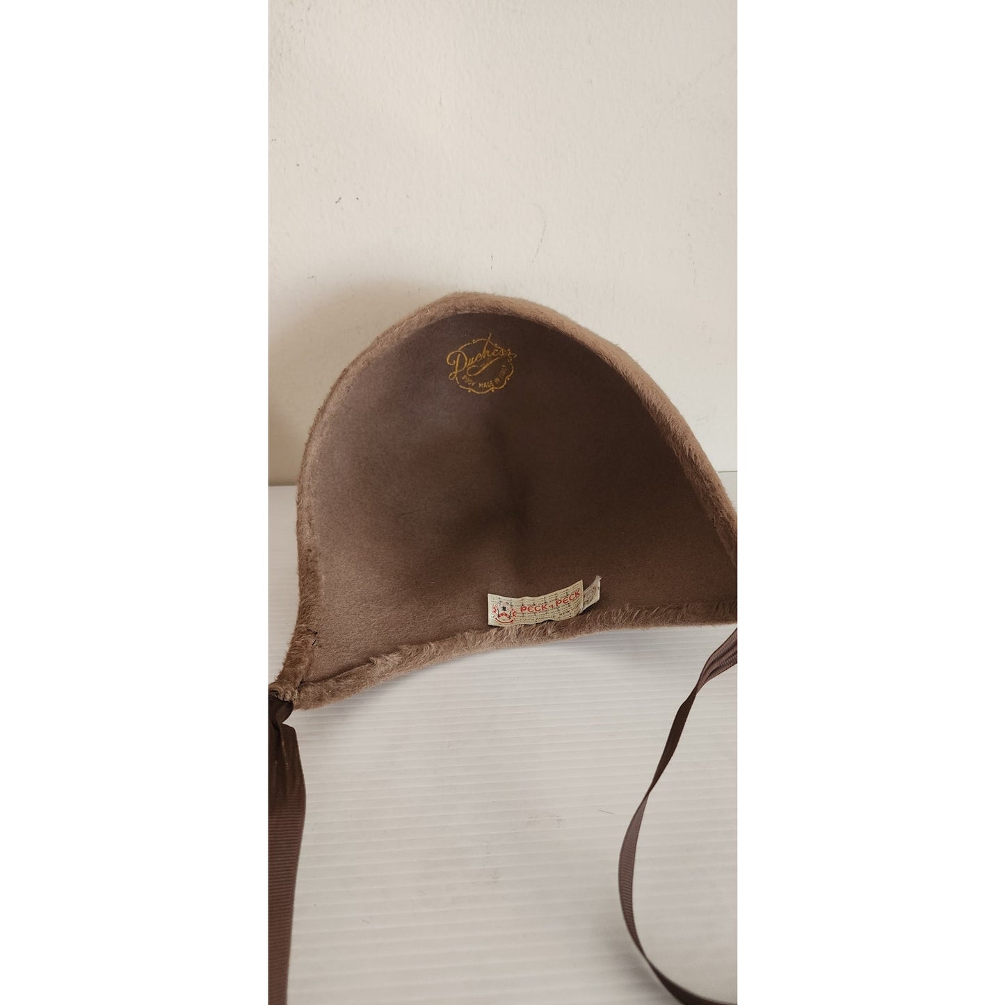 Vintage 60s Brown Bonnet Hat Mod Style Peck & Peck