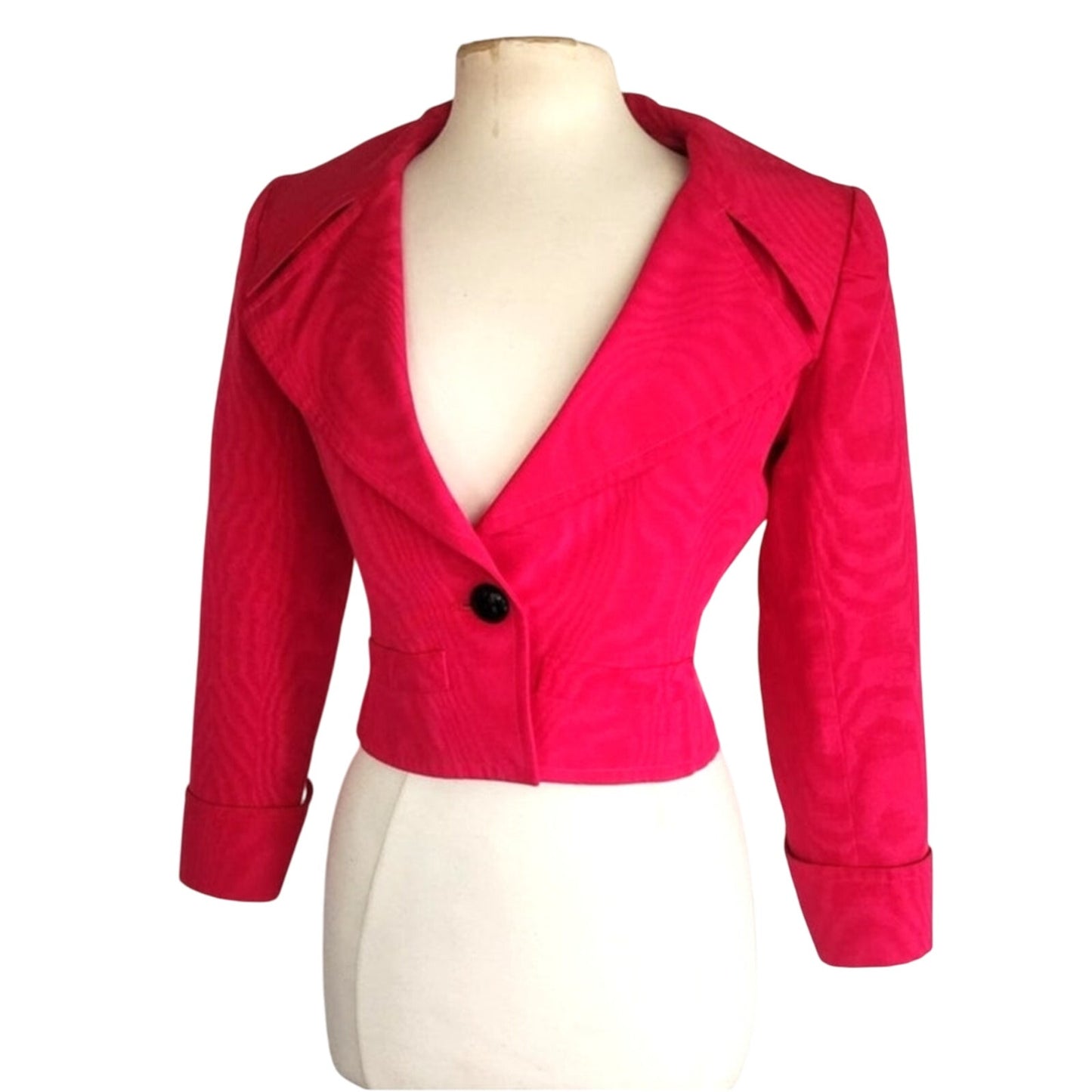 Vintage 1990s YSL Saint Laurent Blazer Pink Fuschia Silk Rive Gauche