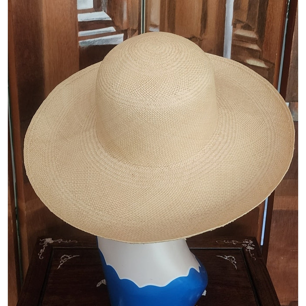 Vintage 1990s Brooks Brothers Panama Hat Handwoven Beige Cream Straw Summer Sun