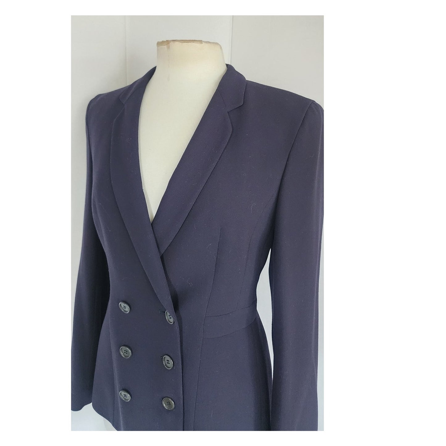 Vintage 1990s Armani Blazer Navy Blue Wool Black Label Borgonuovo / S