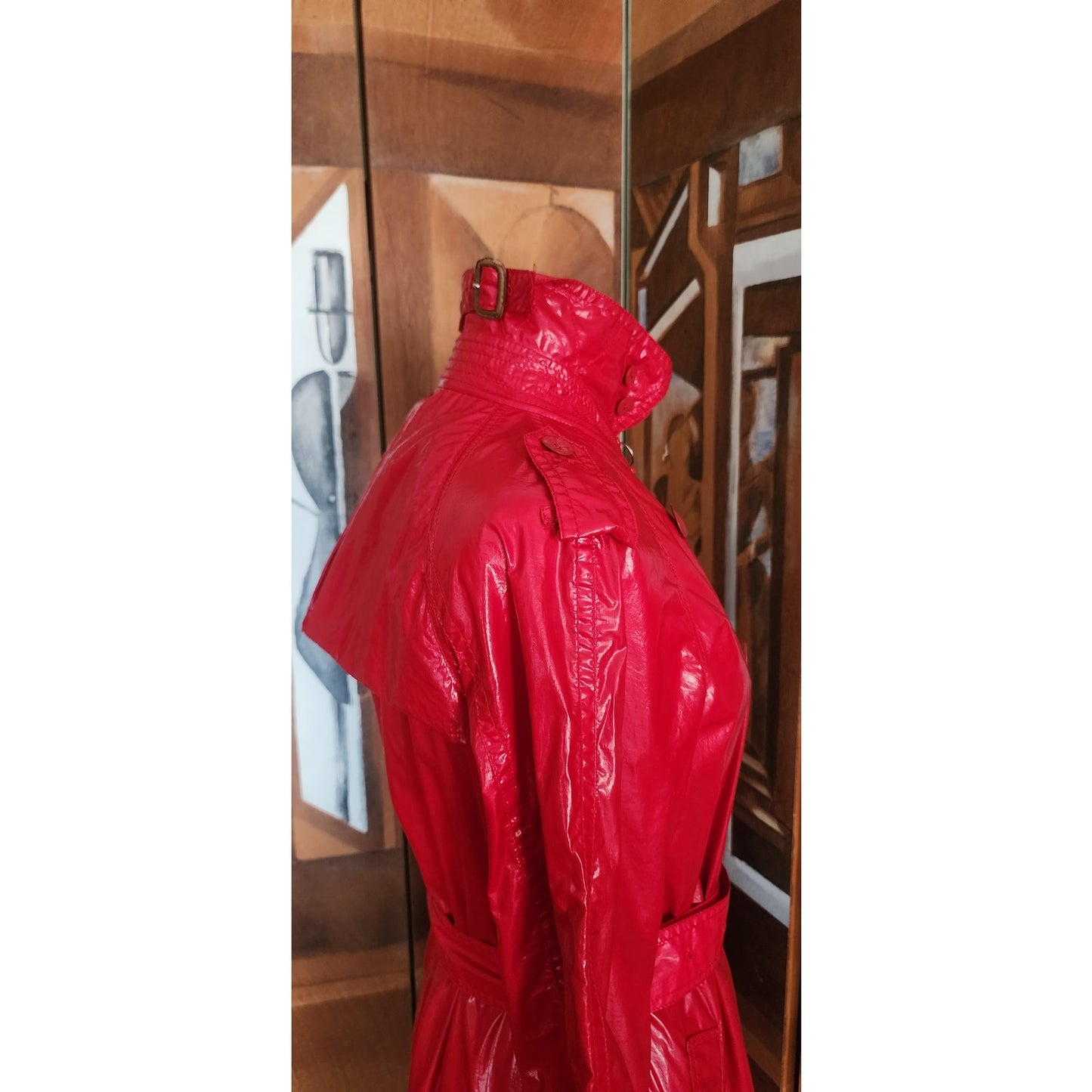 3.1 Phillip Lim Red Trench Coat Raincoat with Belt 2010s