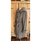 Vintage Y2K Houndstooth Coat Gray Herringbone Wool Large Collar Ellen Tracy / M