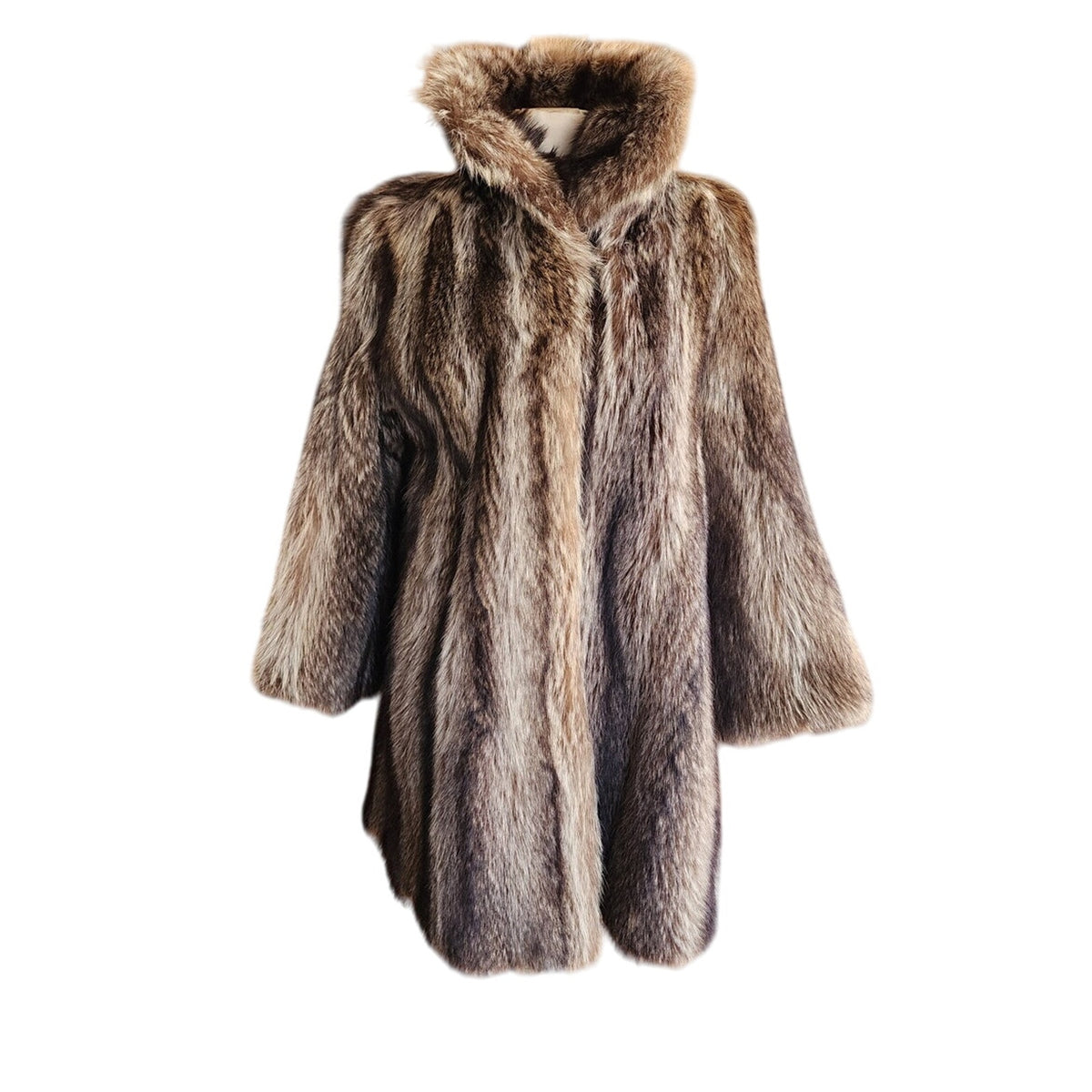Vintage 1970s Fur Coat Brown Silver Raccoon Revillon S/M