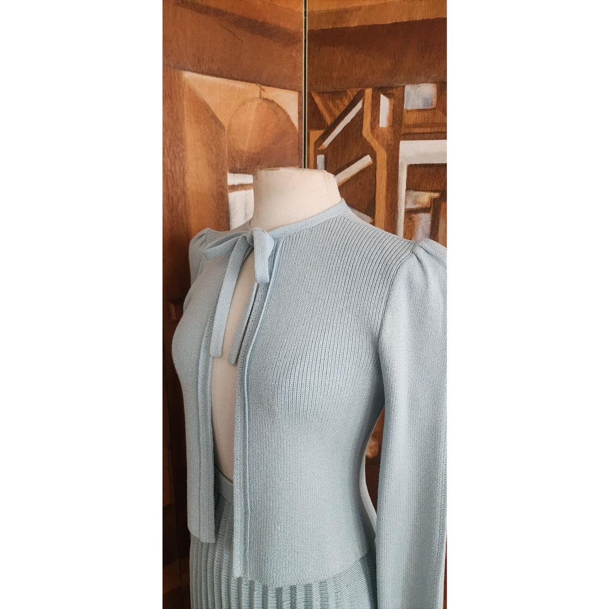 Vintage 70s St John Santana Knit Suit Baby Blue w/Blouse RARE