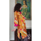 Antique Silk Patchwork Coat Artistinal Boho Gold Fuschia Folk Geometric