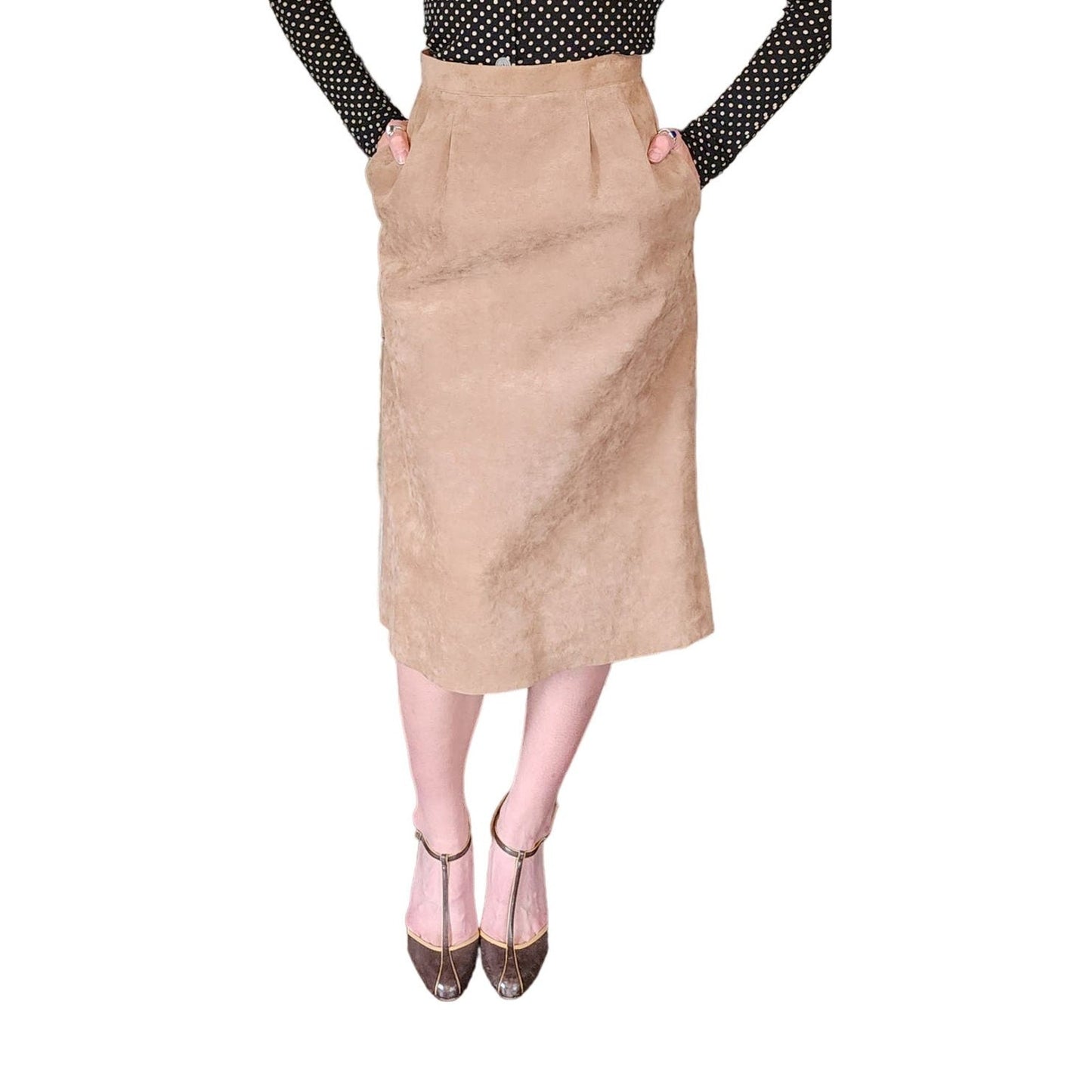 Vintage 70s Ultrasuede Skirt Beige A line