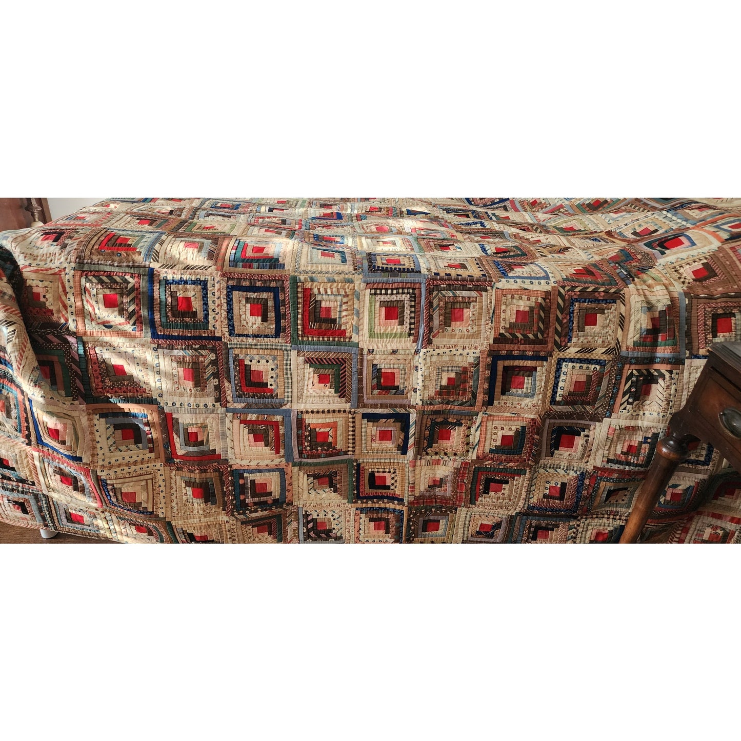 Antique Civil War Quilt Barn Raising Log Cabin Concentric Diamonds