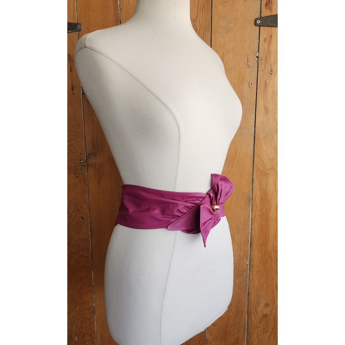 Vintage 80s Purple Leather Belt Bow Ginnie Johansen Dallas
