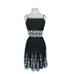 Vintage 1950s Patio Dress Black + White Embroidery Spaghetti Straps / S