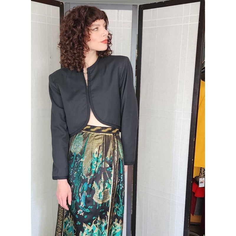Vintage 80s Black Jacket Cropped Bolero Style Le Chateau
