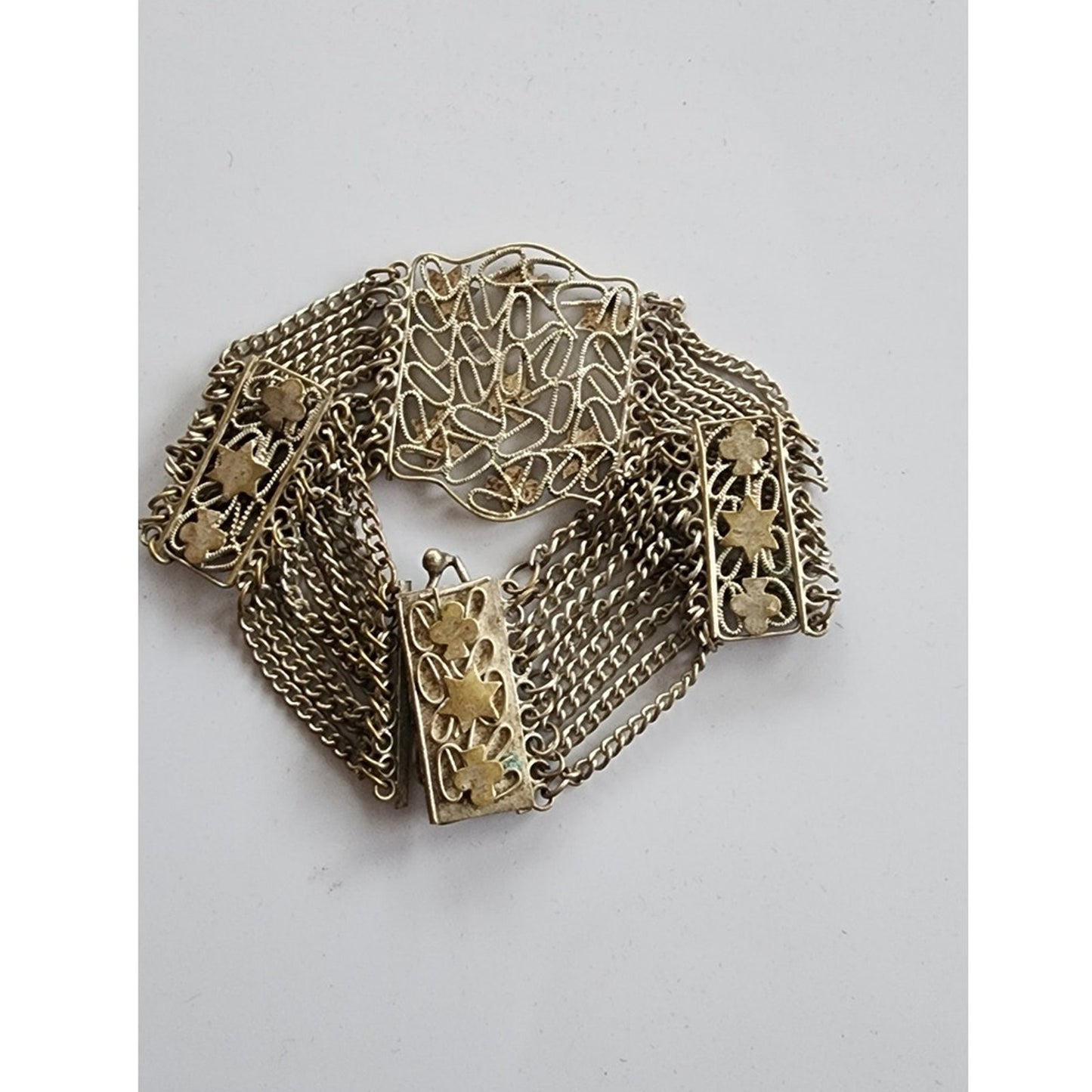 Antique Silver Filigree Bracelet Egyptian Middle Eastern Indian