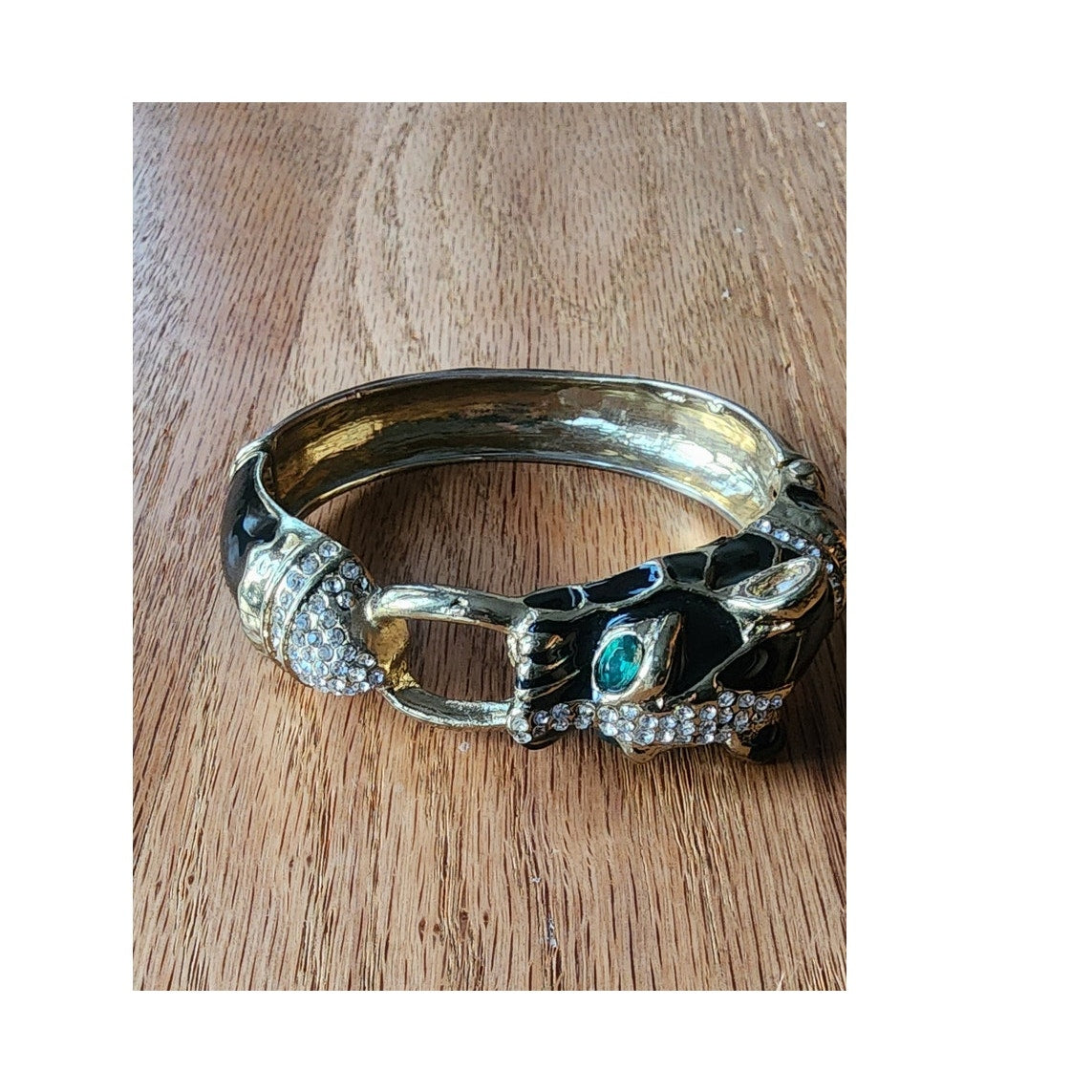 Vintage Black Panther Enamel Bracelet Art Deco Erte Style