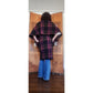 Vintage 1990s Purple Wool Plaid Poncho Cloak Coat Cape w/Scarf