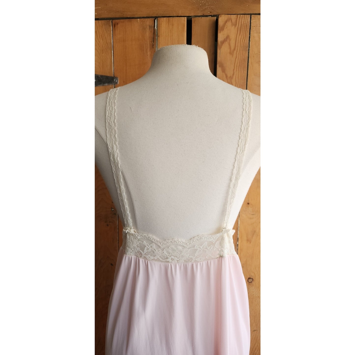 70s Pink Slip Dress Negligee Ankle Length Nightgown Barad