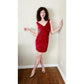 Vintage 90s Velvet Party Dress Burgundy Red Contempo Casuals