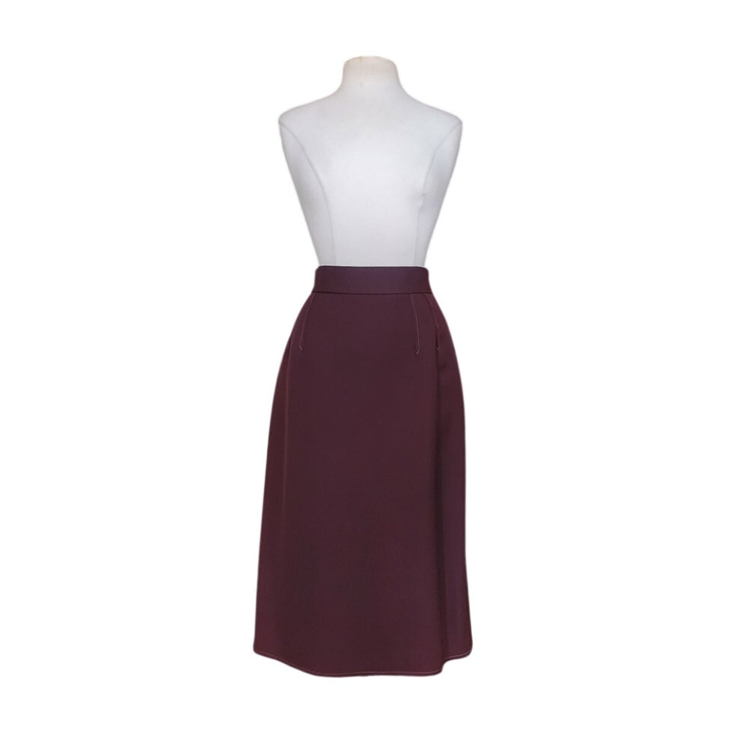 Vintage 80s CHLOE Karl Lagerfeld Skirt Midi Oxblood Burgundy Red Wool Marshall Field