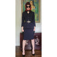 Vintage 90s Armani Skirt Suit Black or Dark Navy Blue Wool / S