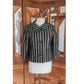Vintage 60s SYBIL CONNOLLY Mod Cropped Blazer Gray Wool Tweed Black Stripes Large Collar