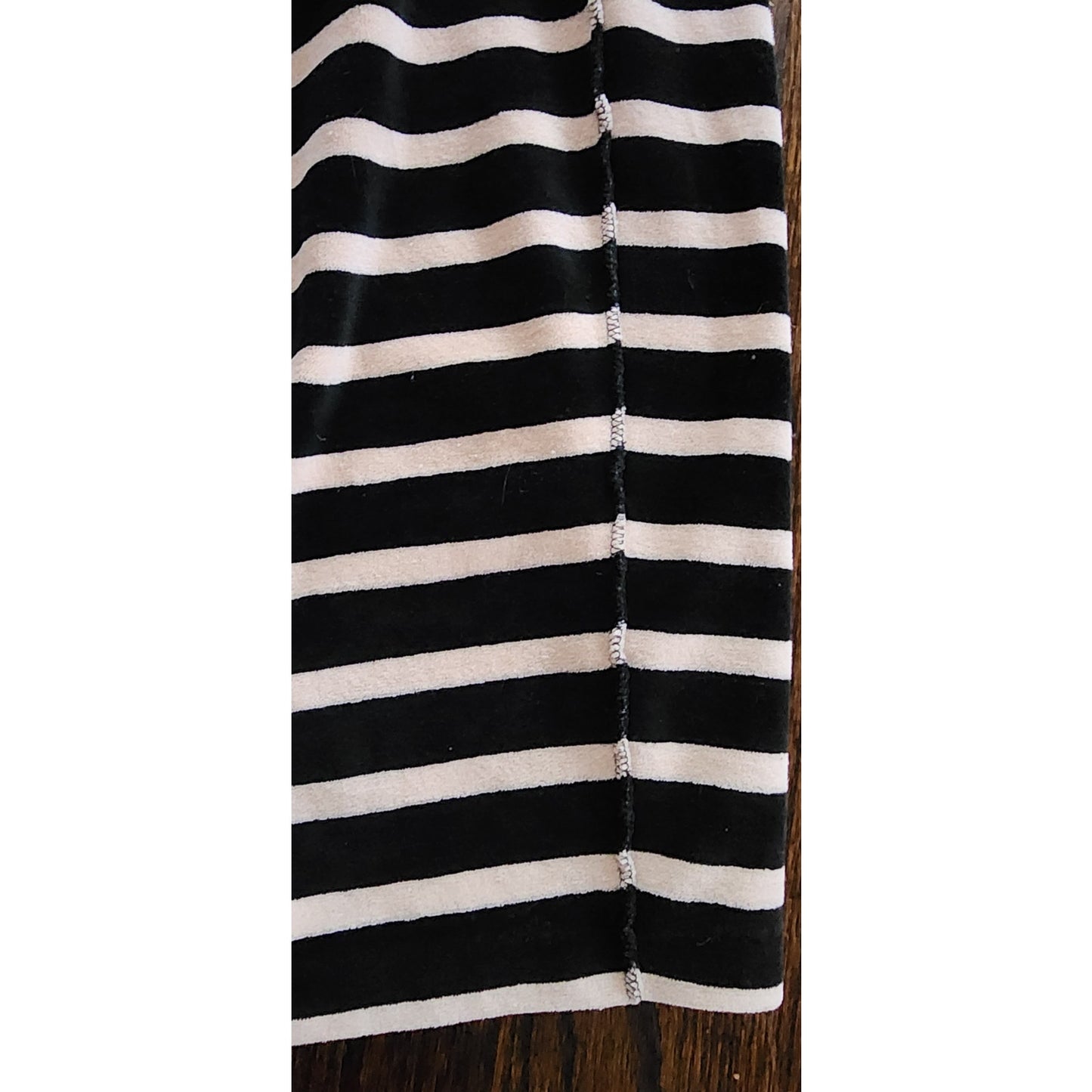 Vintage 80s Sonia Rykiel Pants Black w/Cream Stripes Velour Elastic Waist