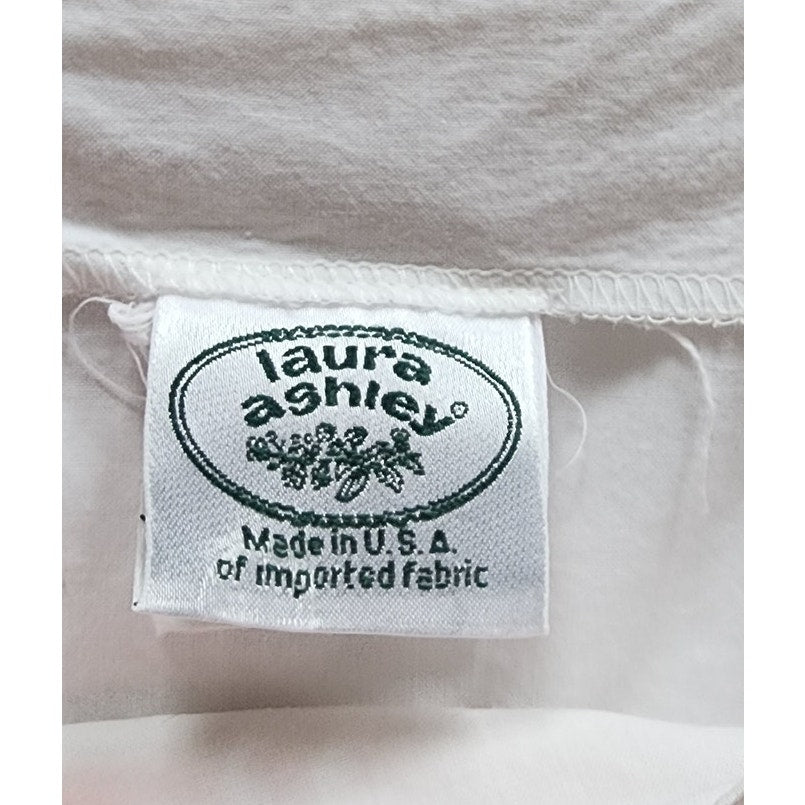 Vintage 80s LAURA ASHLEY Blouse Sailor Collar White Cotton Shirt Neo Edwardian