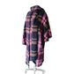 Vintage 90s Purple Wool Plaid Poncho Cloak Coat w/Scarf