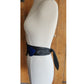 Vintage 80s Belt Snakeskin Leather Blue Beige Black Sash Tie