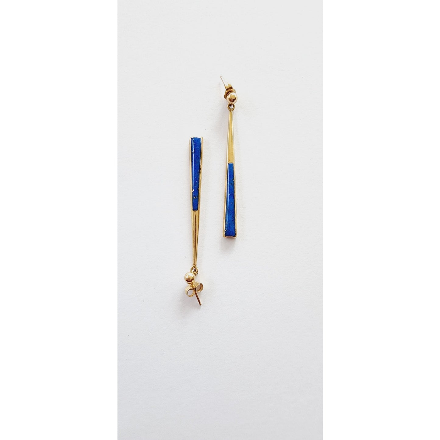Vintage KBN 14K Gold Dangle Earrings w/Lapis Lazuli