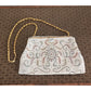 Vintage 50s Evening Bag in White Microbeads France Elaborate Scrollwork Octopus