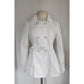 Vintage 90s Armani Short Trench White Coat Bubble Hem / S