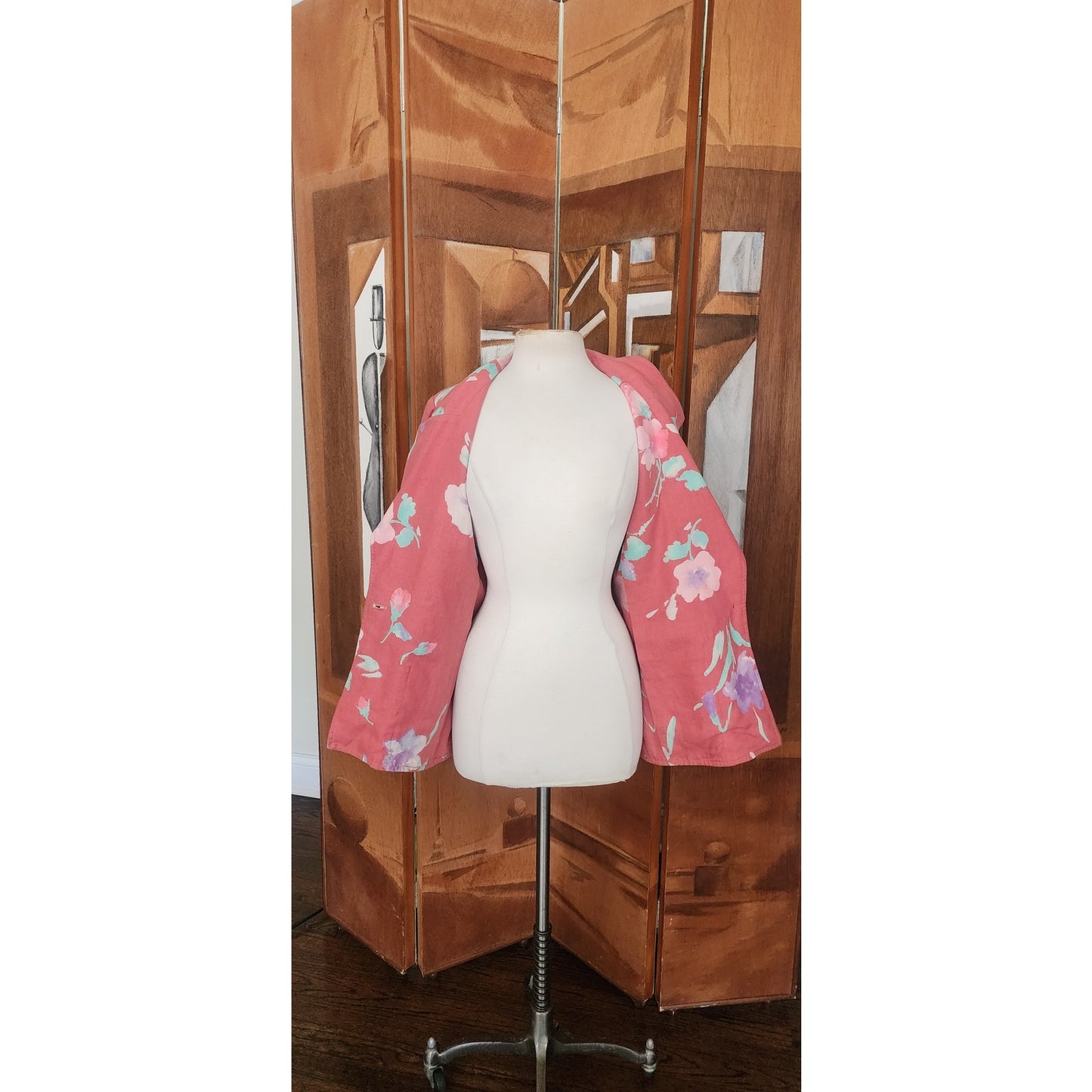 Vintage 80s Ungaro Parallèle Blazer Pink Floral Cotton Print Jacket
