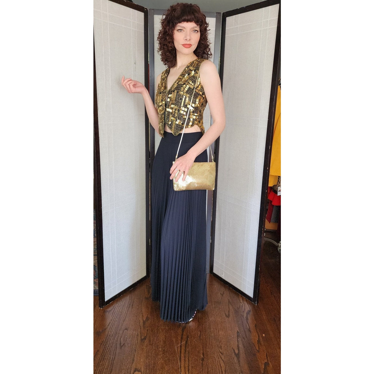 Vintage 70s Black Palazzo Pants Pleated Lynn Stuart Mister Pants