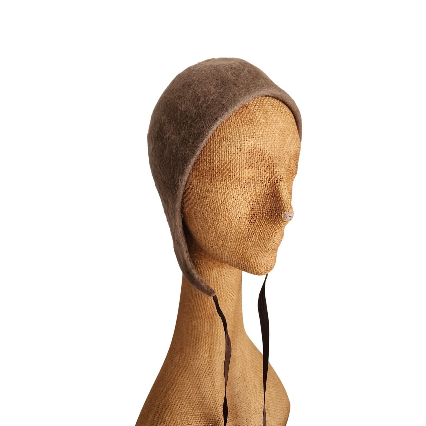 Vintage 60s Brown Bonnet Hat Mod Style Peck & Peck