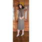 Vintage 40s Day Dress Textured Belted Brown Olive Green Kabro of Houston