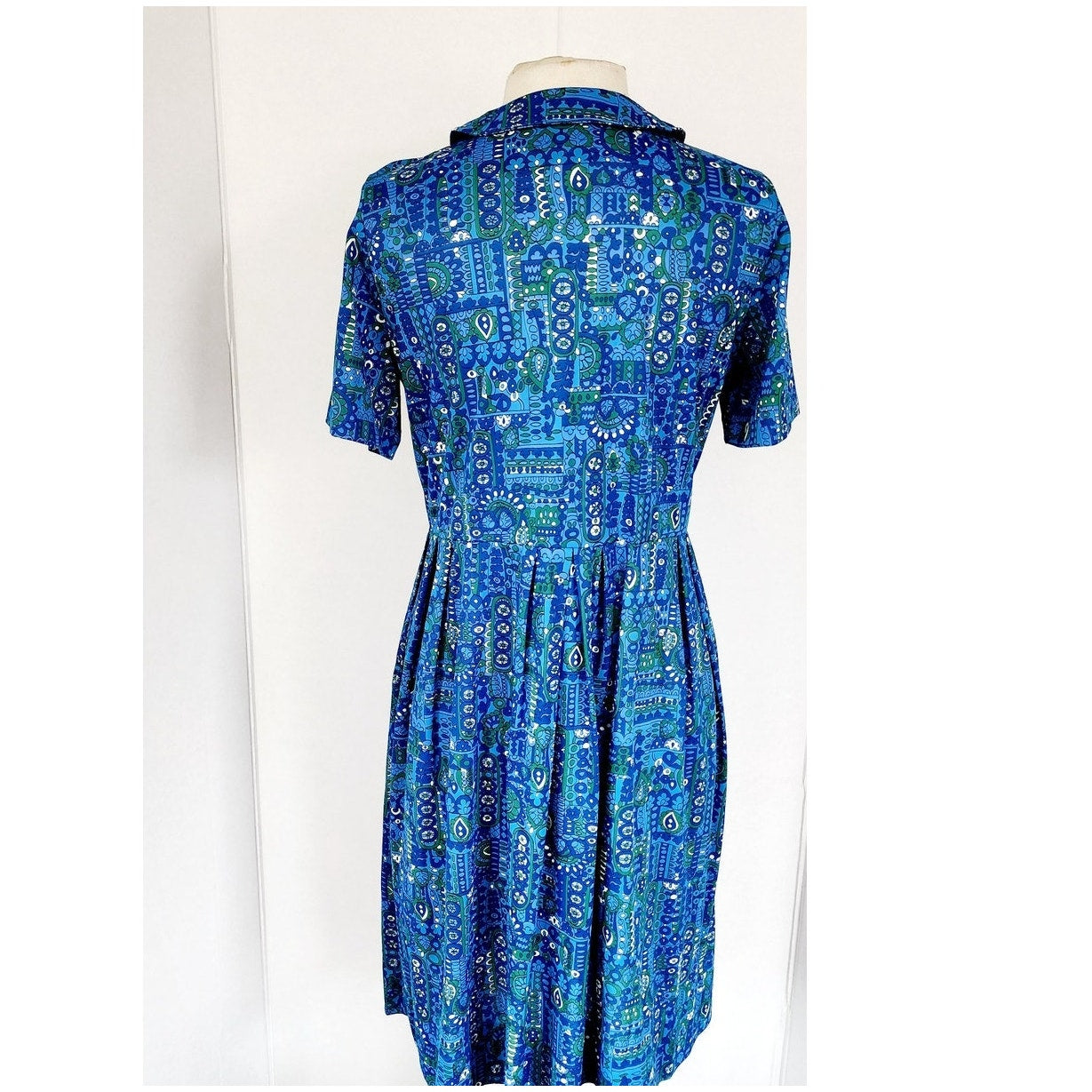 Vintage 60s Blue Dress Novelty Print Flower Power / Shelton Stroller / RareJule Vintage Vintage 60s Blue Dress Novelty Print Flower Power / Shelton Stroller / RareJule Vintage