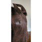 Vintage Y2K Brown Leather Parka Coat w/Fur Lined Hood & Shearling Liner Fitted S